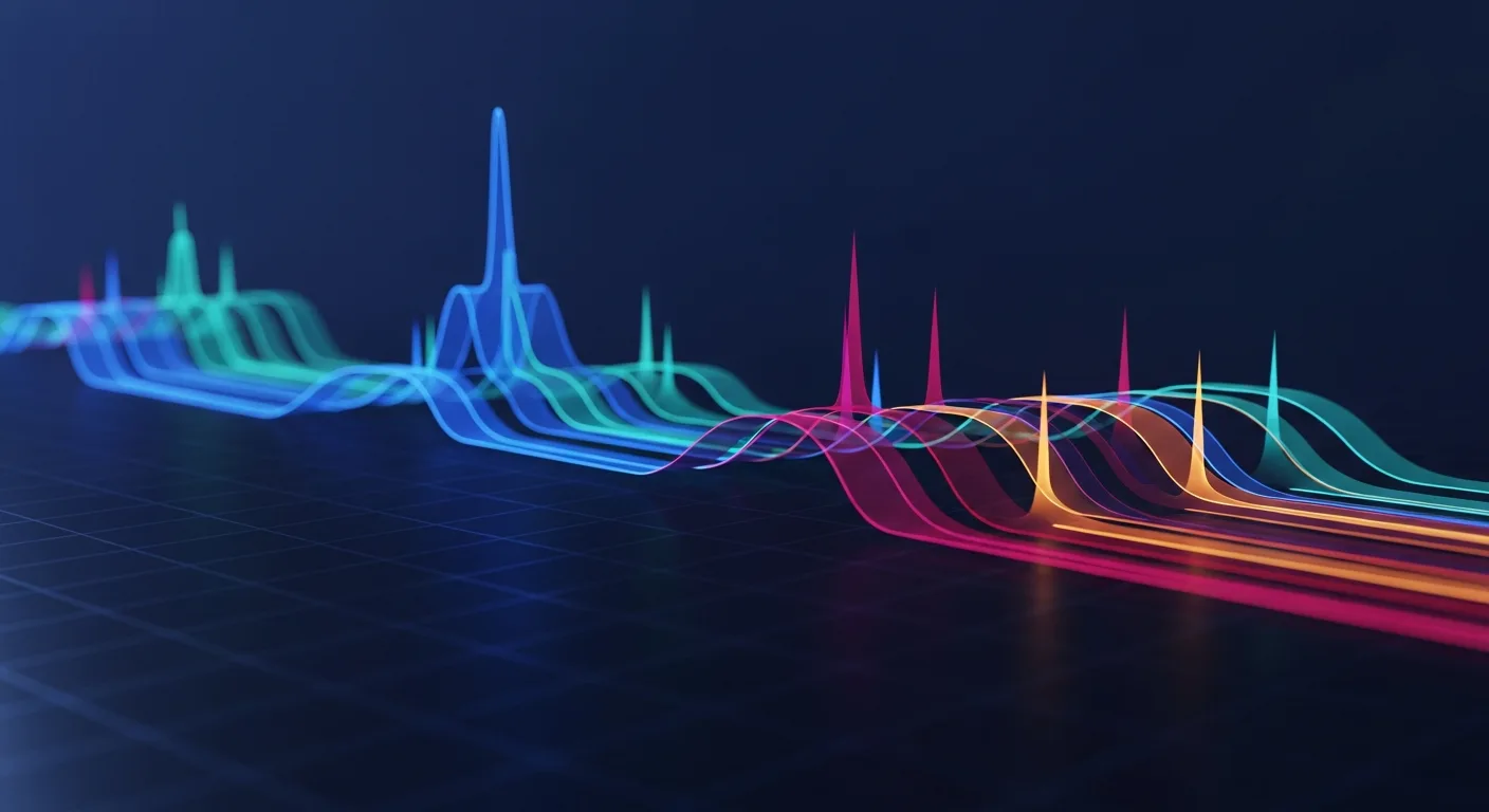Abstract editorial data-visualization illustration in crimson, downward-flowing tones representing BTC and the broader cryptocurrency market — crypto scenario analysis.