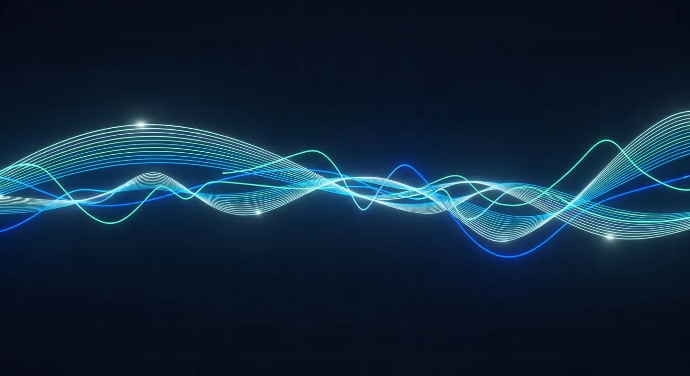 Abstract editorial data-visualization illustration in balanced, blue-toned tones representing BTC and the broader cryptocurrency market — crypto scenario analysis.