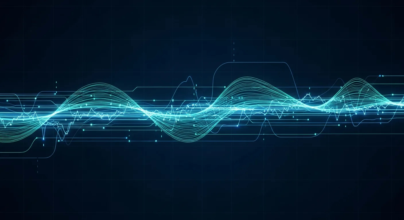 Abstract editorial data-visualization illustration in balanced, blue-toned tones representing the cryptocurrency and digital-asset market — crypto scenario analysis.