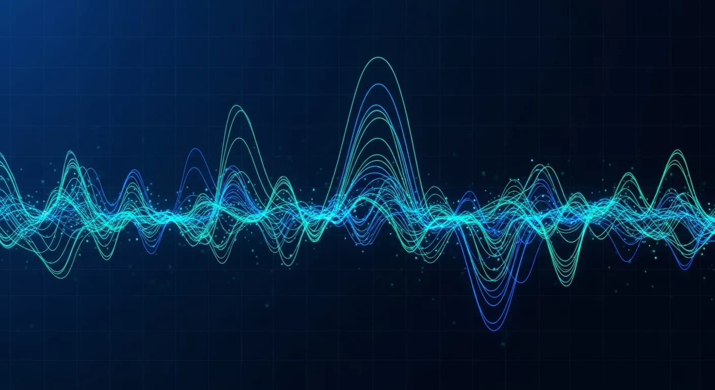 Abstract editorial data-visualization illustration in balanced, blue-toned tones representing the cryptocurrency and digital-asset market — crypto scenario analysis.