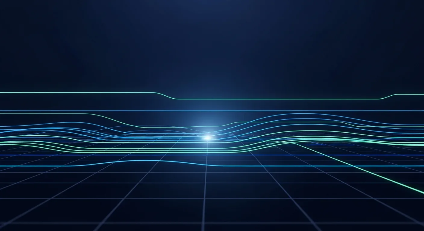 Abstract editorial data-visualization illustration in balanced, blue-toned tones representing the cryptocurrency and digital-asset market — crypto scenario analysis.