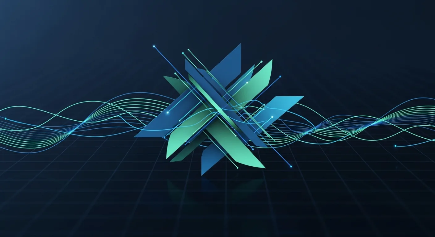 Abstract editorial data-visualization illustration in balanced, blue-toned tones representing BTC and the broader cryptocurrency market — crypto scenario analysis.