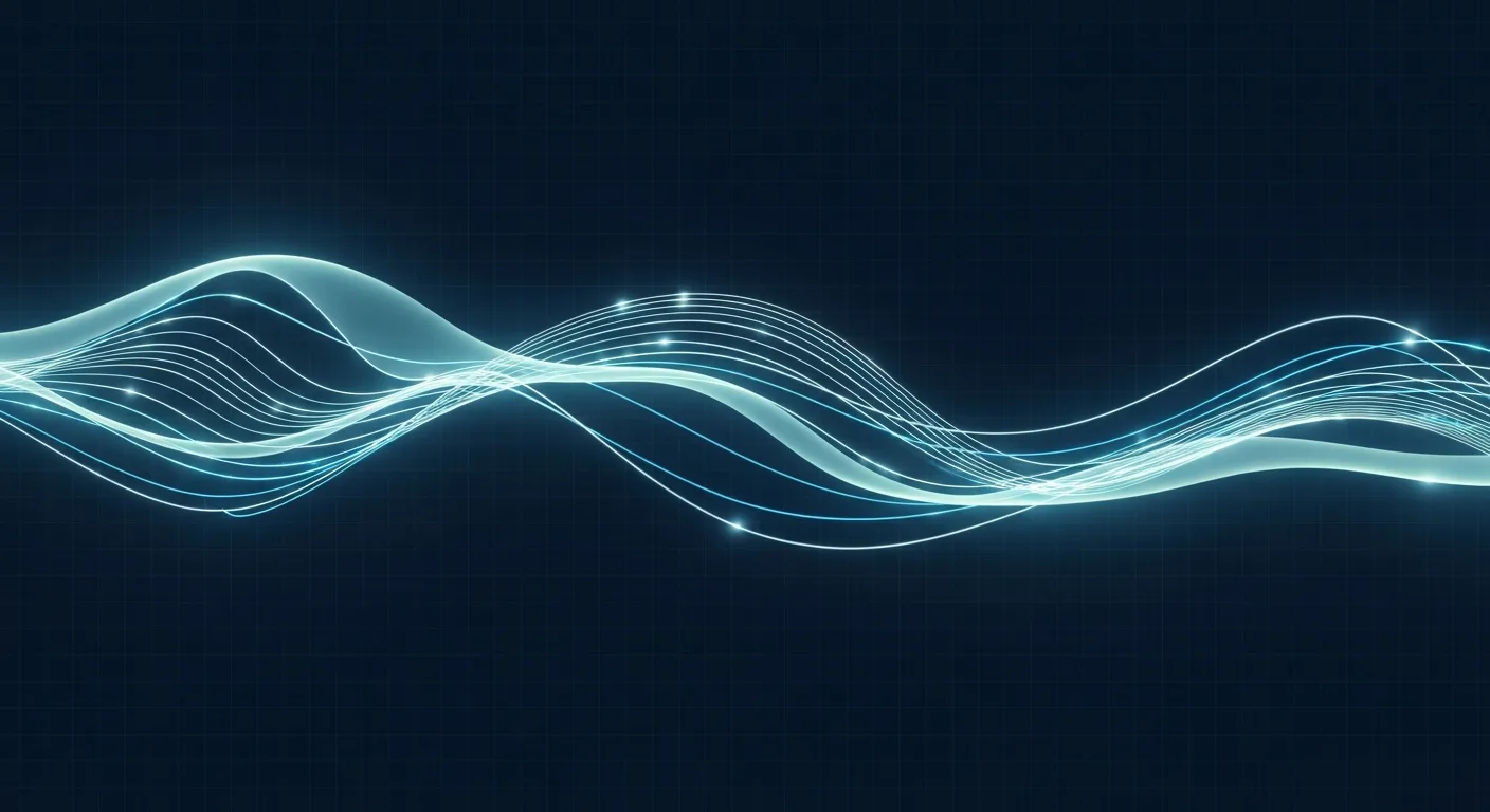 Abstract editorial data-visualization illustration in balanced, blue-toned tones representing BTC and the broader cryptocurrency market — crypto scenario analysis.
